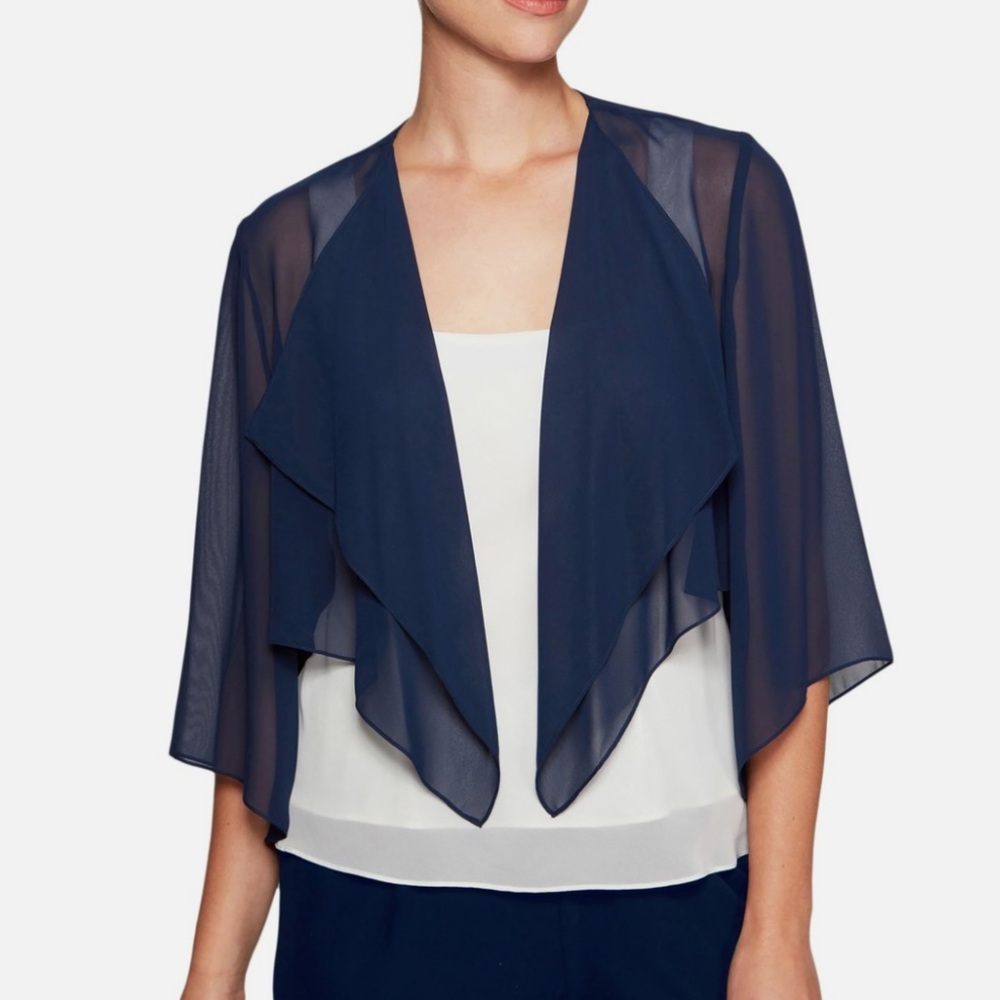Alex Evenings Sheer Navy Cardigan SMALL.